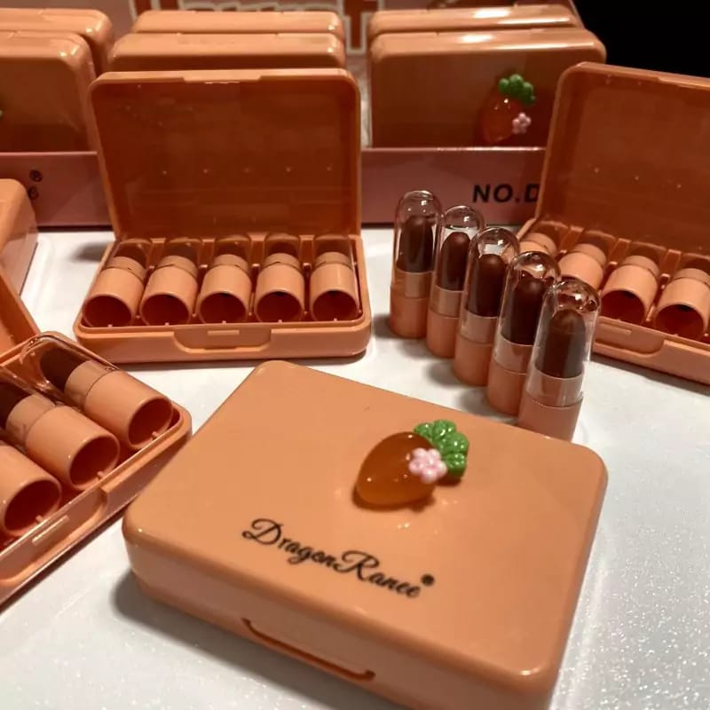 5 Pcs Carrot Mini Lipstick Set | Long Lasting Makeup Waterproof Lipstick (Random Color)