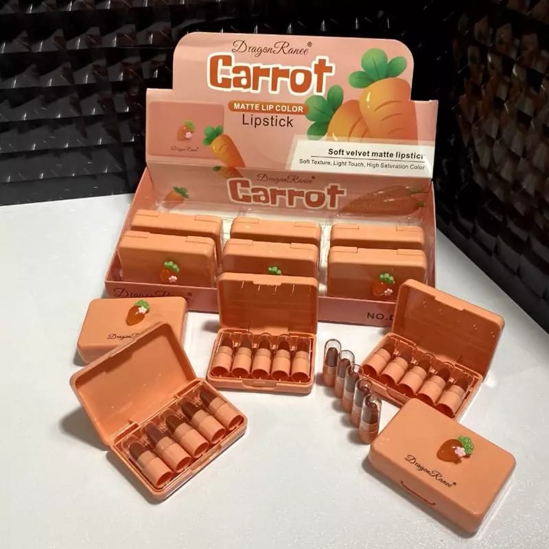 5 Pcs Carrot Mini Lipstick Set | Long Lasting Makeup Waterproof Lipstick (Random Color)