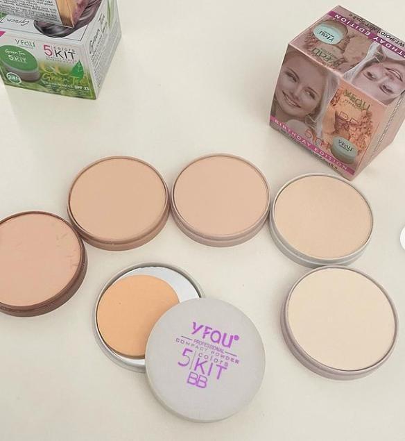 Pack Of 01 - 5 in 1 | Multi-Shade Face Powder Palette with Mirror Natural Finish & Easy Blending