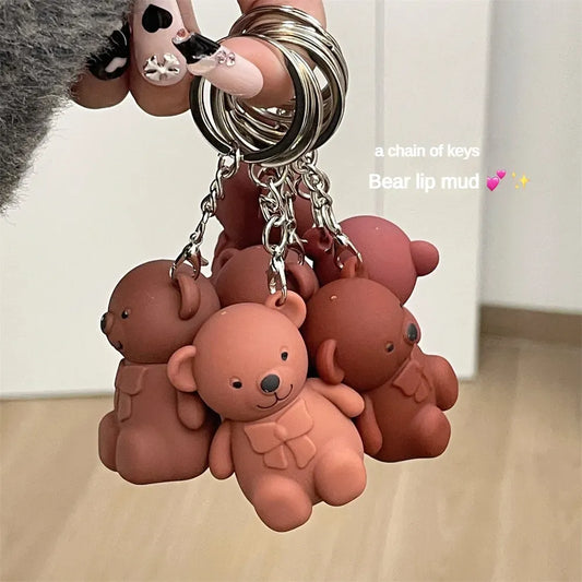 Teddy Bear Keychain Style Lip Gloss – Cute & Portable, Multicolor Shades (Pack of 2)
