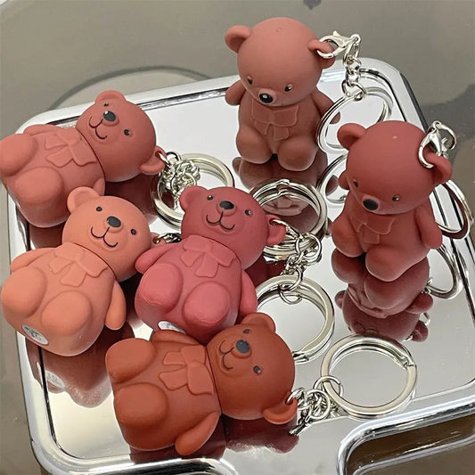 Teddy Bear Keychain Style Lip Gloss – Cute & Portable, Multicolor Shades (Pack of 2)